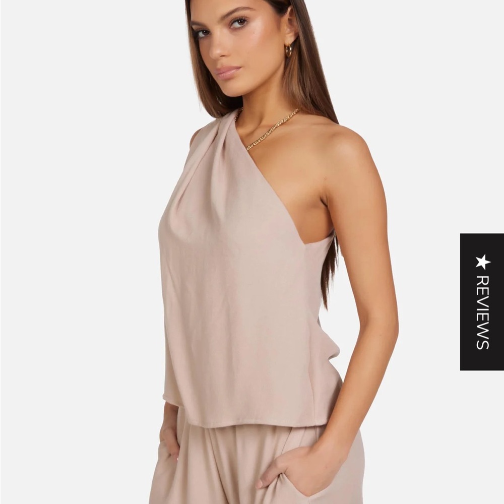 Michael Lauren soft beige sz medium off shoulder blouse top new with tag neutral